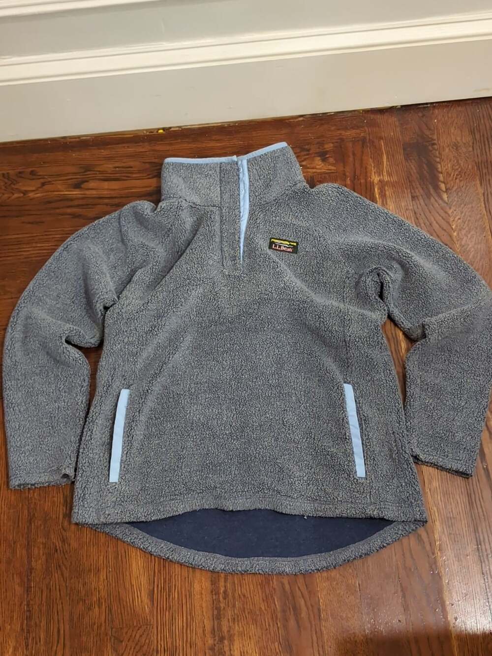 L.L. Bean Mountain Classic Fleece Pullover Gray Sherpa Small